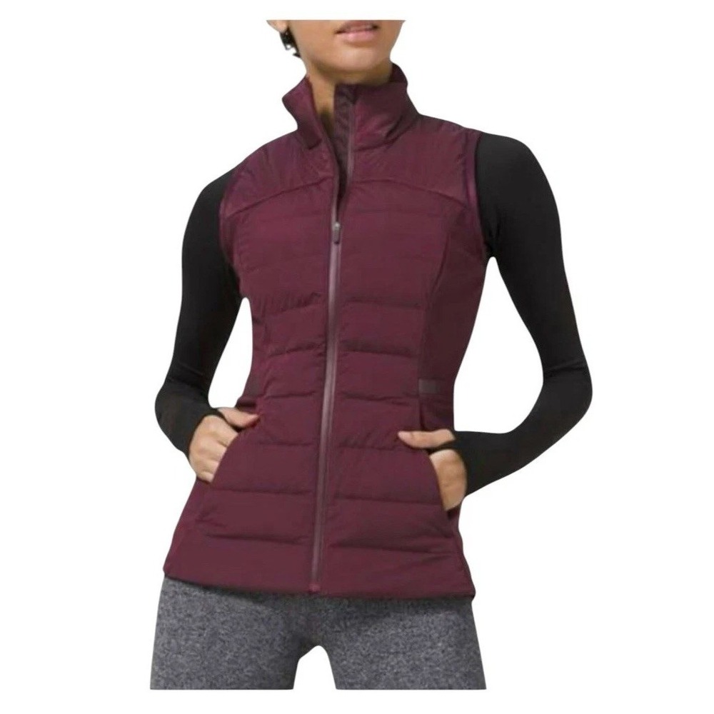 Lululemon Down For It All Vest Womens 8 Plum Puffer Running Goose Down